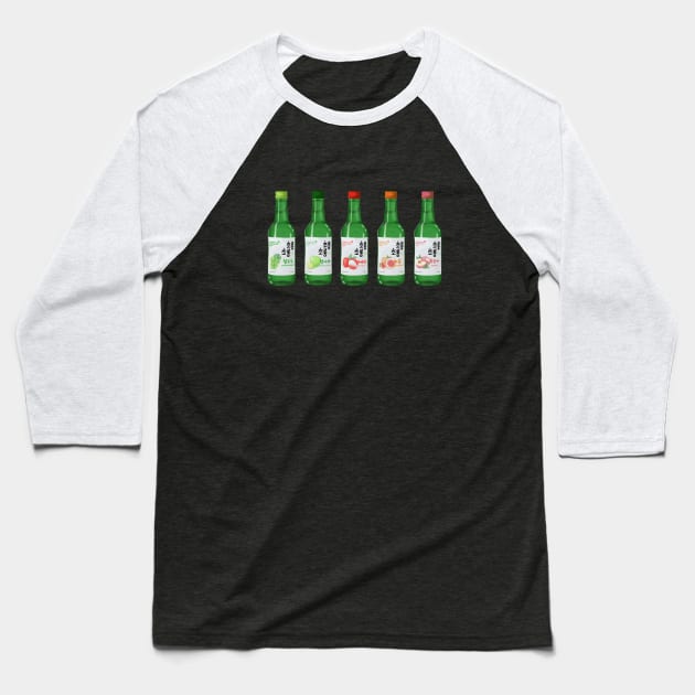 Soju Bottles drink korean aesthetics graphics illustration Baseball T-Shirt by nanaminhae